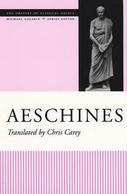 Cover of: Aeschines (The Oratory of Classical Greece, Vol. 3; Michael Gagarin, by Chris Carey