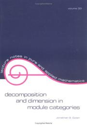 Cover of: Decomposition and dimension in module categories by Jonathan S. Golan