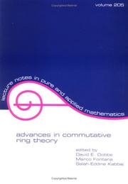 Cover of: Advances in Commutative Ring Theory