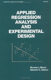 Cover of: Applied regression analysis and experimental design