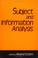 Cover of: Subject and information analysis