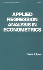 Cover of: Applied regression analysis in econometrics by Howard E. Doran