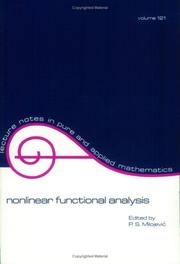 Nonlinear functional analysis by P. S. Milojevic