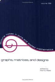 Cover of: Graphs, Matrices, and Designs