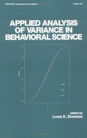 Cover of: Applied analysis of variance in behavioral science