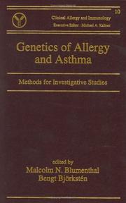 Cover of: Genetics of allergy and asthma: methods for investigative studies