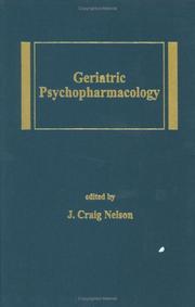 Cover of: Geriatric psychopharmacology