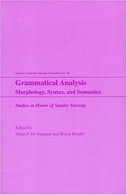 Cover of: Grammatical Analysis: Morphology, Syntax, and Semantics (Oceanic Linguistics Special Publications)