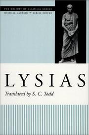 Cover of: Lysias (The Oratory of Classical Greece) | S. C. Todd