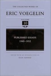 Cover of: Published Essays: 1940-1952 (Collected Works of Eric Voegelin, Volume 10)