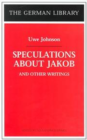 Cover of: Speculations about Jakob and other writings
