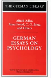 Cover of: German Essays on Psychology (The German Library, V. 62)