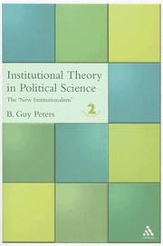 Cover of: Institutional Theory in Political Science: The New Institutionalism