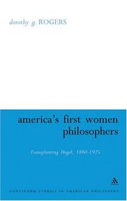 Cover of: America's First Women Philosophers: Transplanting Hegel, 1860-1925 (Continuum Studies in American Philosophy)