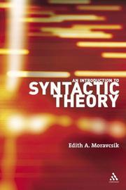 Cover of: An Introduction to Syntactic Theory | Edith Moravcsik