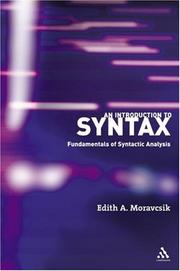 Cover of: An Introduction to Syntax by Edith A. Moravcsik