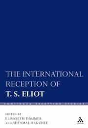 Cover of: International Reception of T. S. Eliot (Continuum Reception Studies)