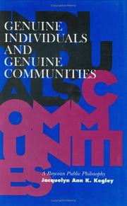 Cover of: Genuine individuals and genuine communities: a Roycean public philosophy