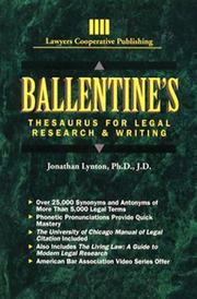 Cover of: Ballentine's Thesaurus for legal research & writing