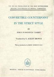 Cover of: Convertible Counterpoint in the Strict Style