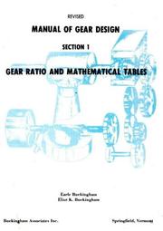 Cover of: Manual of Gear Design: Gear Ratio and Mathematical Tables