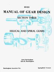 Cover of: Manual of Gear Design: Helical and Spiral Gears
