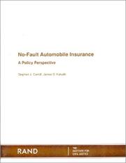 Cover of: No-fault automobile insurance: a policy perspective