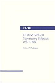 Cover of: Chinese political negotiating behavior, 1967-1984