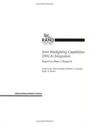 Cover of: Joint Warfighting Capabilities (Jwca) Integration: Report on Phrase 1 Research