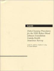 Cover of: Data cleaning procedures for the 1993 Robert Wood Johnson Foundation family health insurance survey
