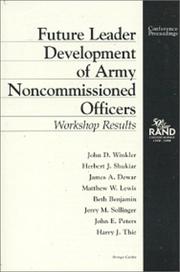Cover of: Future leader development of Army noncommissioned officers: workshop results