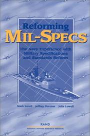 Cover of: Reforming Mil-Specs: the Navy experience with military specifications and standards reform