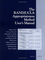 Cover of: The Rand/UCLA Appropriateness Method User's Manual by Kathryn Fitch, Steven J. Bernstein, Maria Dolores Aguilar, Bernard Burnand, Juan Ramon Lacalle, Pablo Lazaro
