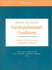 Quality of care for cardiopulmonary conditions by Eve A. Kerr