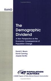 Cover of: Demographic Dividend: New Perspective on Economic Consequences Population Change (Population Matters)
