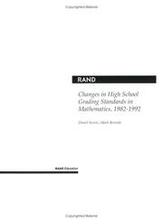 Cover of: Changes in high school grading standards in mathematics, 1982-1992