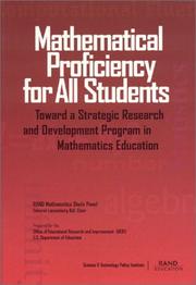 Cover of: Mathematical Proficiency for All Students: Toward a Strategic Research and Development Program in Mathematics Education