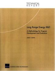 Cover of: Long Range Energy Research and Development: A Methodology for Development and Evaluation