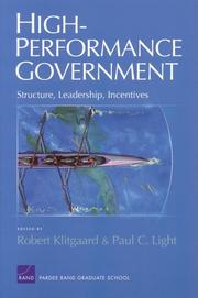 Cover of: High Performance Goverment by Robert Klitgaard