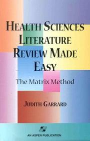 Cover of: Health sciences literature review made easy: the matrix method
