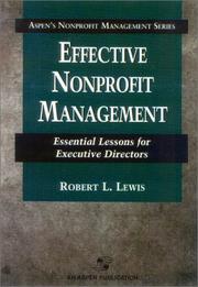 Cover of: Effective Nonprofit Management: Essential Lessons for Executive Directors (Aspen's Nonprofit Management Series)