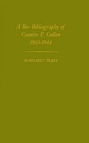 A bio-bibliography of Countée P. Cullen, 1903-1946 by Margaret Perry