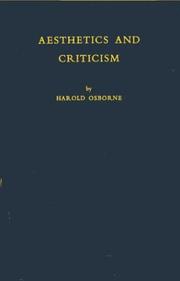 Cover of: Aesthetics and criticism. by Osborne, Harold