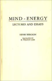 Cover of: Mind-energy | Henri Bergson