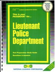 Cover of: Lieutenant Police Department (Passbook for Career Opportunities Series) (Passbook for Career Opportunities Series) by 