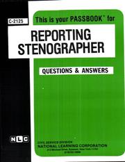 Cover of: Reporting Stenographer (Career Examination Series C-2125) by Jack Rudman