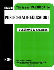 Cover of: Public Health Educator I | Jack Rudman