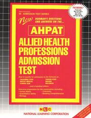 Cover of: Allied Health Professions Admission Test ( AHPAT) (Admission Test Ser)