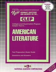 CLEP American Literature (College Level Exam. Ser. : Clep-3) by Jack Rudman
