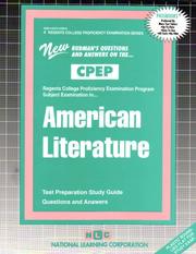 Cover of: American Literature (College Proficiency Examination Program) (Regents College Proficiency Examination Series (Cpep).) by Jack Rudman